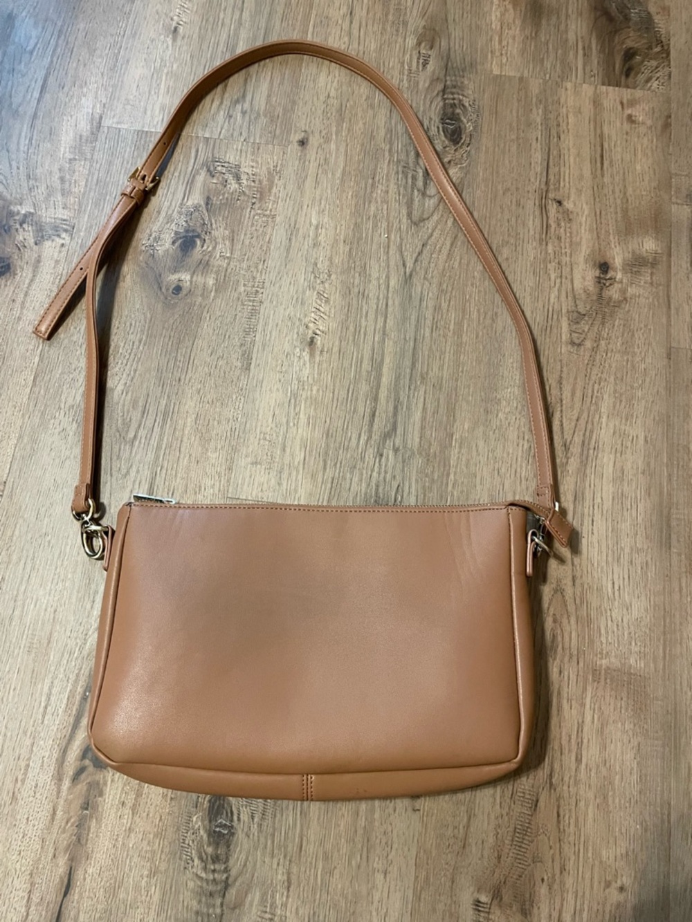 Classic Tan Faux-Leather Crossbody Bag for Women